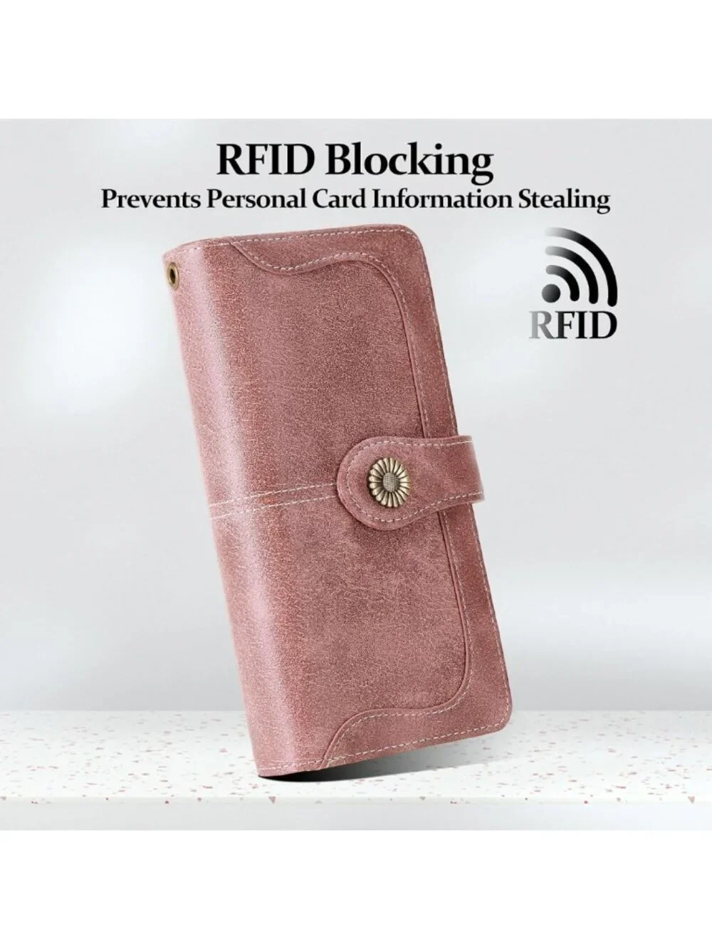 Stylish Trifold Wristlet Wallet for Women - Large Capacity, RFID Blocking